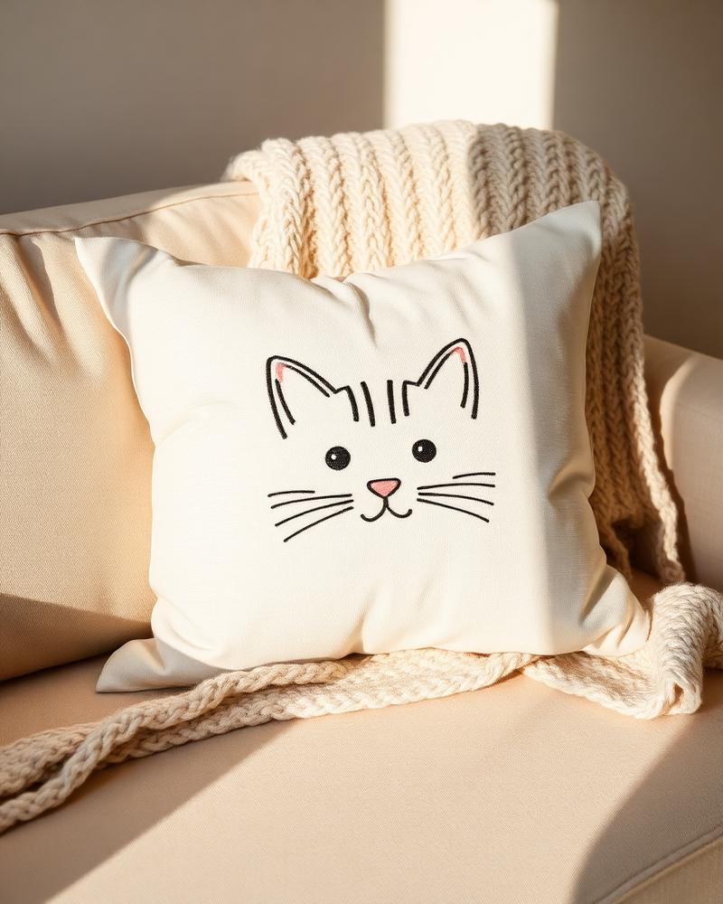 Embroidered Pet Throw Pillow
